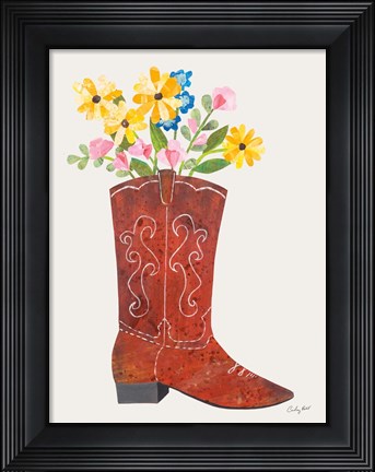 Framed Western Cowgirl Boot V Print