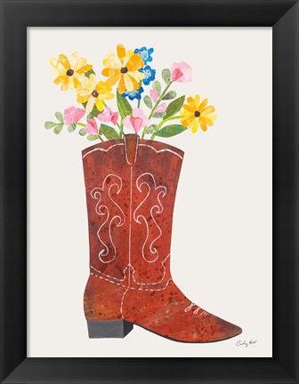 Framed Western Cowgirl Boot V Print