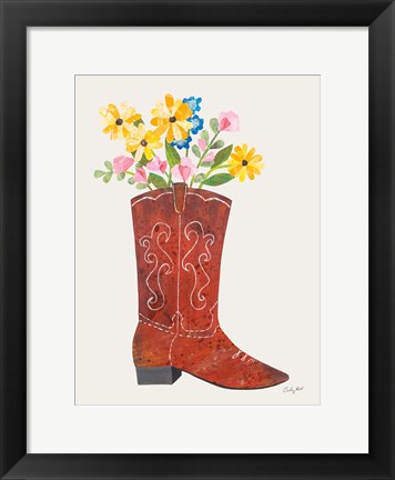 Framed Western Cowgirl Boot V Print