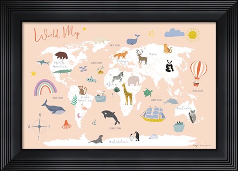 Framed Explore the World Map Print