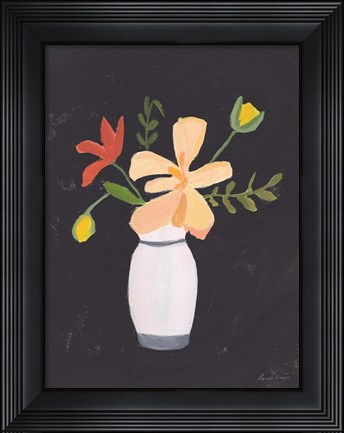 Framed Floral on Black II Print
