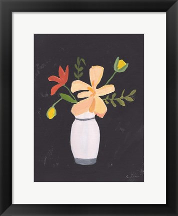 Framed Floral on Black II Print