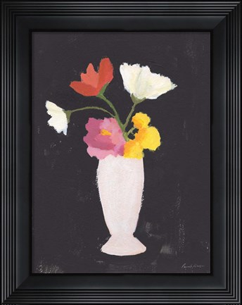Framed Floral on Black I Print