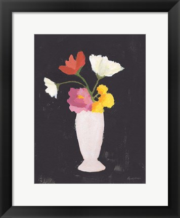 Framed Floral on Black I Print