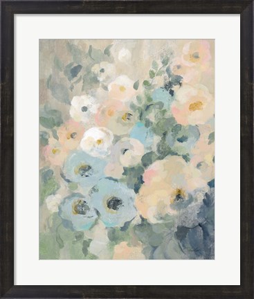 Framed Cottage Blue Floral II Print