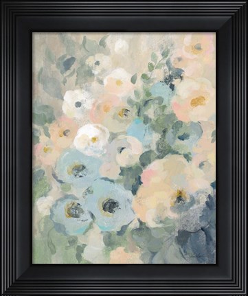Framed Cottage Blue Floral II Print