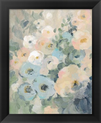 Framed Cottage Blue Floral II Print