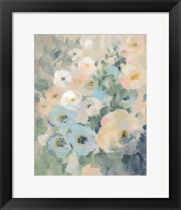 Framed Cottage Blue Floral II Print