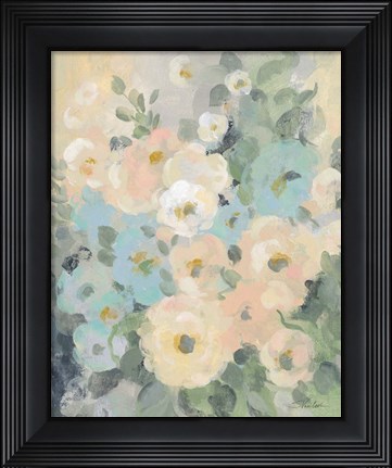 Framed Cottage Blue Floral I Print
