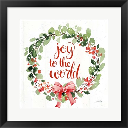 Framed Celebrate the Season Wreath I Print