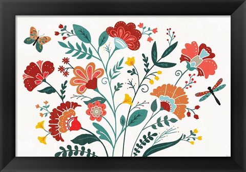 Framed Floral Style I Print