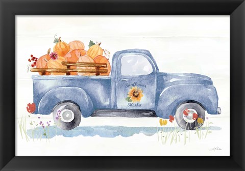 Framed Autumn Ramble I Navy Print