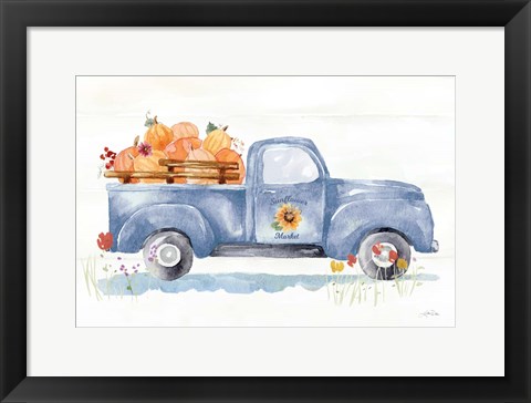 Framed Autumn Ramble I Navy Print