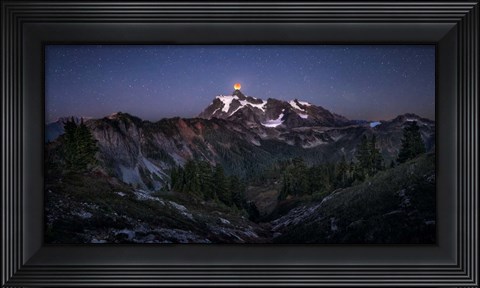 Framed Blood Moon over Mt Shuksan Print