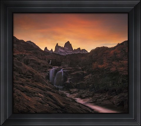 Framed Waterfall Sunset Print