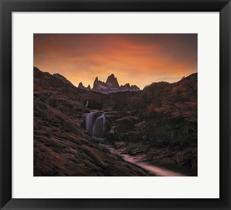 Framed Waterfall Sunset Print