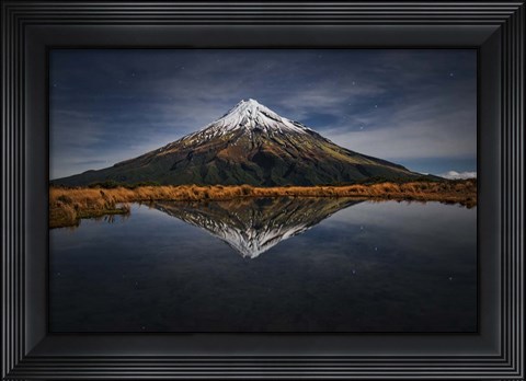Framed Mount Taranaki - A Starry Night Print