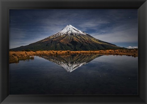 Framed Mount Taranaki - A Starry Night Print