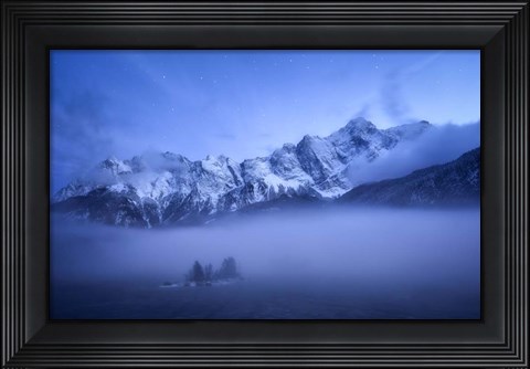 Framed Misty Winter Evening Print