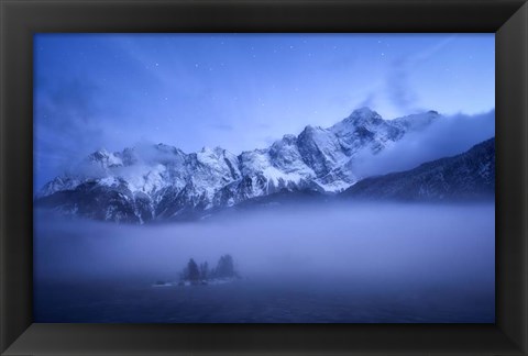 Framed Misty Winter Evening Print