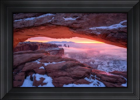 Framed Moment right before Sunrise Print