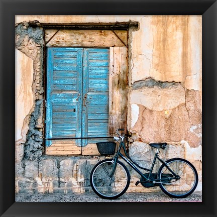 Framed Old Window and Bicycle Print