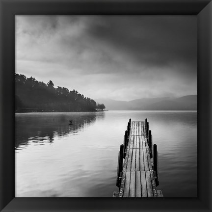 Framed Lake view with Pier II Print