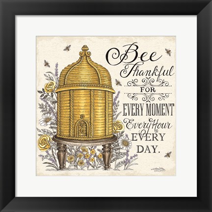 Framed Bee Thankful for Every Moment Print