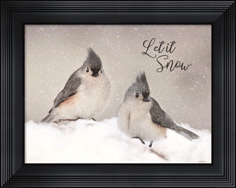 Framed Let It Snow Titmouse Pair Print