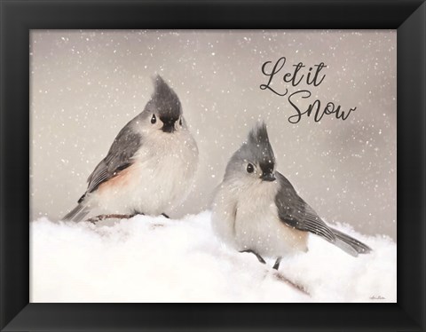 Framed Let It Snow Titmouse Pair Print