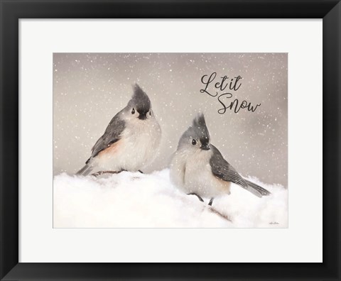 Framed Let It Snow Titmouse Pair Print