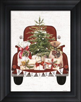 Framed Believe Christmas Truck Print