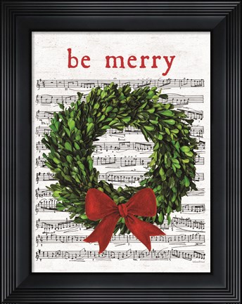 Framed Be Merry Christmas Wreath Print