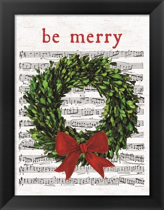 Framed Be Merry Christmas Wreath Print