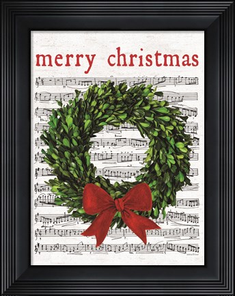Framed Merry Christmas Wreath Print