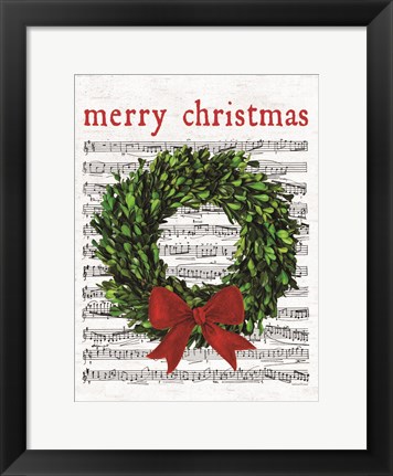 Framed Merry Christmas Wreath Print