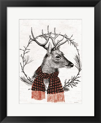 Framed Reindeer Wreath Print