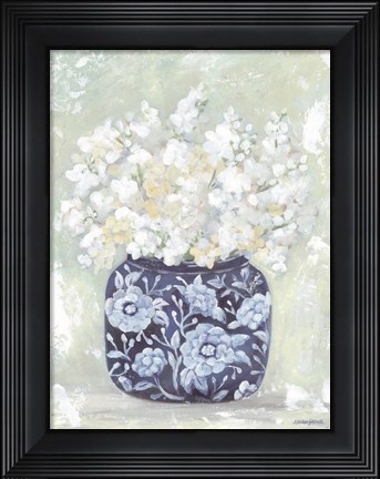 Framed Pretty Petals in Blue Print