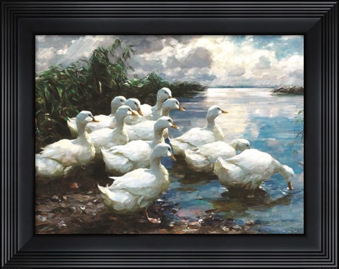 Framed Ducks by the Lake 1 Print
