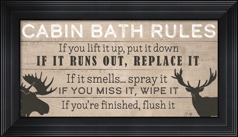 Framed Cabin Bath Rules Print