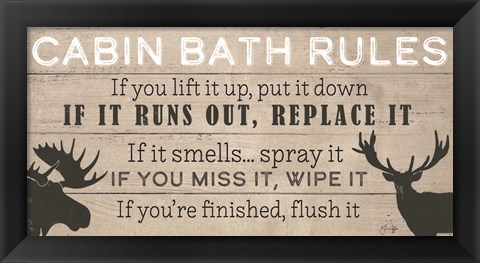 Framed Cabin Bath Rules Print