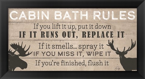 Framed Cabin Bath Rules Print