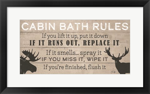 Framed Cabin Bath Rules Print