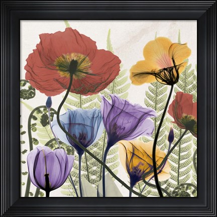 Framed Flowers And Ferns Print