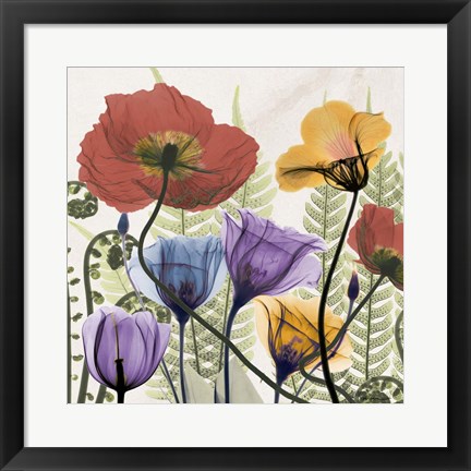 Framed Flowers And Ferns Print