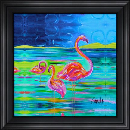 Framed Duo Flamingos Print