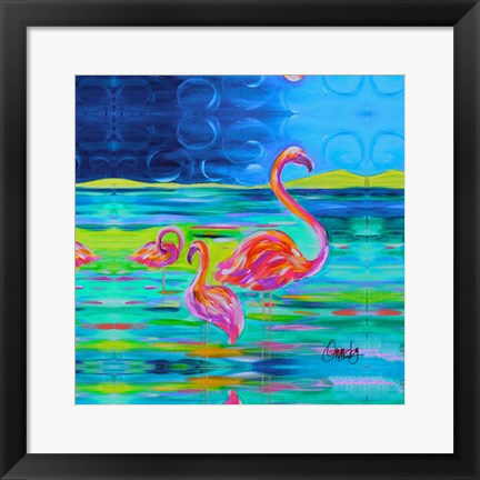 Framed Duo Flamingos Print