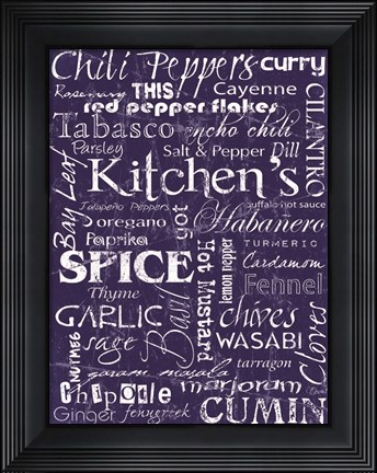 Framed Kitchen Spice Indigo Print
