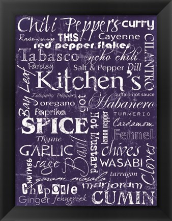 Framed Kitchen Spice Indigo Print