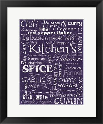 Framed Kitchen Spice Indigo Print